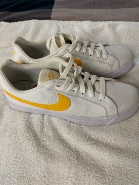 Nike court Royal  White Sneakers with Yellow Accent